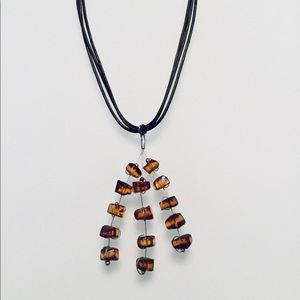 NESHKA | Baltic Amber & Leather Necklace